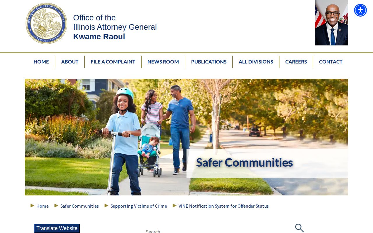 Illinois Attorney General victim notification system information