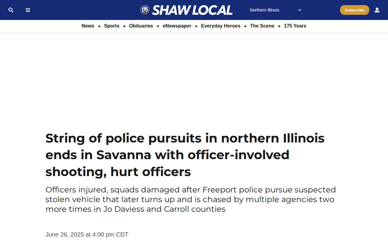 Regional Shaw Local report concerning a Savanna police incident
